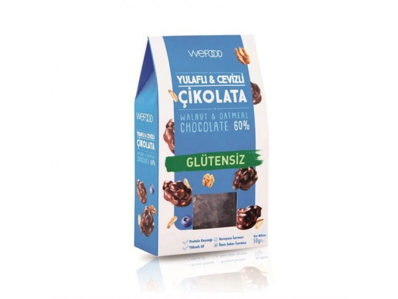 Wefood Glütensiz Yulaflı & Cevizli Çikolata 50 gr