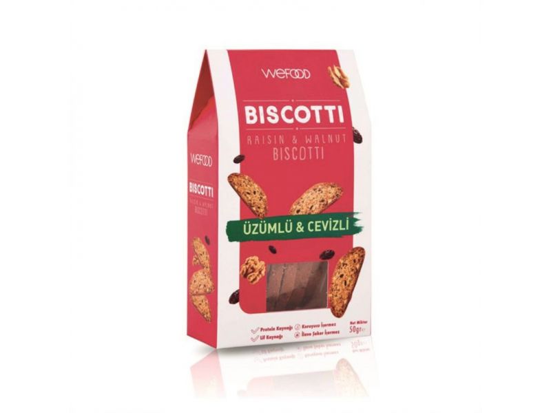Wefood Üzümlü & Cevizli Biscotti 50 gr