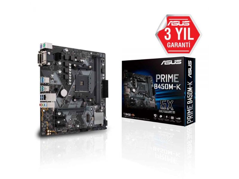 ASUS PRIME B450M-K B450 2xDDR4 VGA/DVI 1xM2 AM4 ANAKART