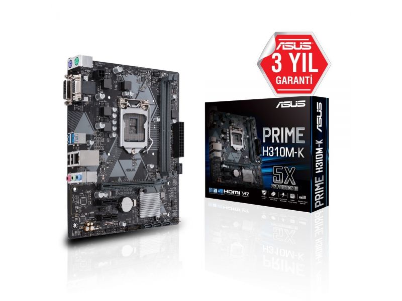 ASUS PRIME H310M-K R2.0  H310 2xDDR4 VGA/DVI 1xGLAN USB 3.1 16X 1151v2 PIN ANAKART