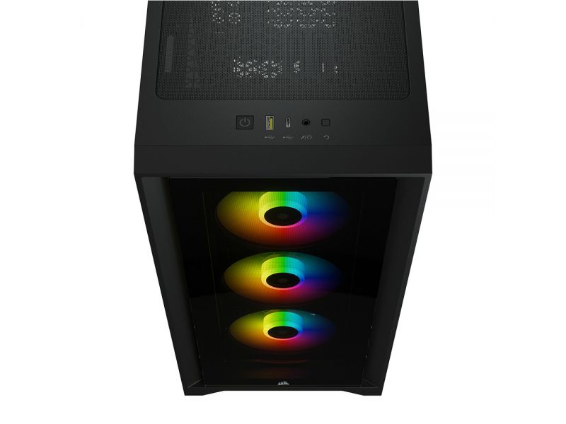 CORSAIR 4000X RGB TG BLACK PSU YOK 3x12CM RGB FAN TEMPERLİ CAM RGB GAMING KASA CC-9011204-WW