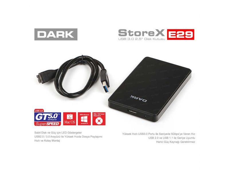 DARK DK-AC-DSE29 2.5" USB 3.0 SATA HDD KUTU