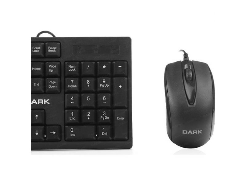 DARK DK-AC-KM1010 TÜRKÇE KABLOLU USB SİYAH KARBON DESENLİ Q KLAVYE+MOUSE