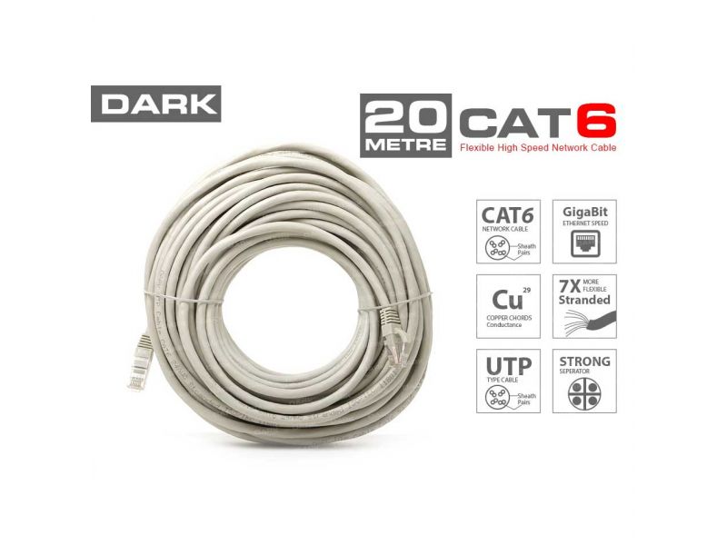 DARK DK-CB-NT6U2000G 20MT UTP CAT6 PATCH KABLO GRI AWG24/7