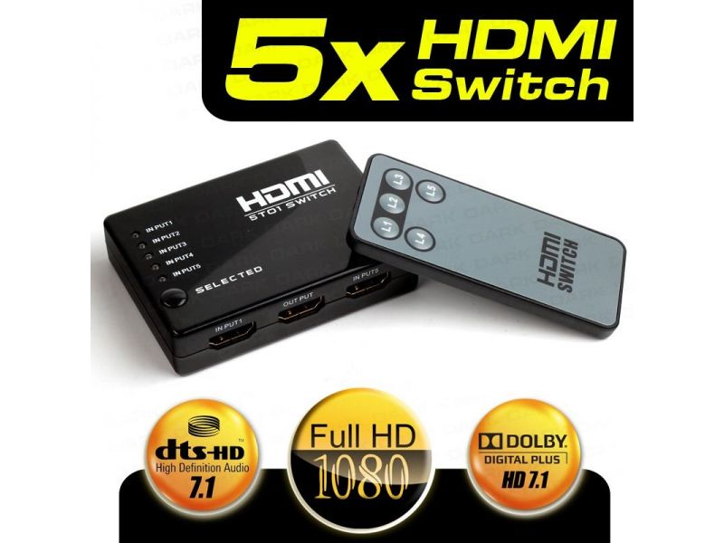 DARK DK-HD-SW4X1 4 PORT HDMI ÇOKLAYICI MATRIX SWITCH UZAKTAN KUMANDALI