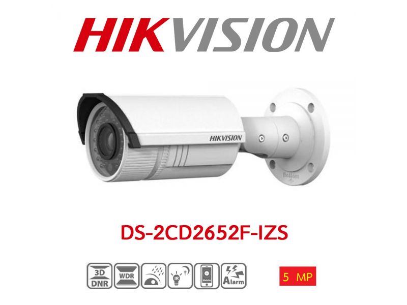 HIKVISION DS-2CD2652F-IZS 5MP 2.8-12MM MOTORIZE 30MT BLC/D-WDR/3D-DNR IP66 POE/ONVIF H.264/H.264+/MJPEG METAL KASA IP GE