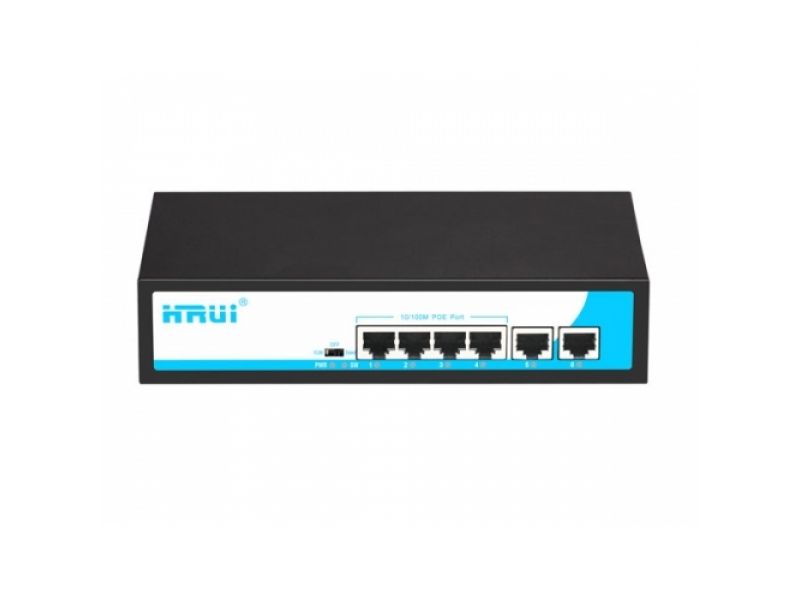 HRUI HR901-AF-4P2U 4 PORT 10/100 4 PORT POE 2 PORT UPLINK 65W YONETILEMEZ DESKTOP SWITCH