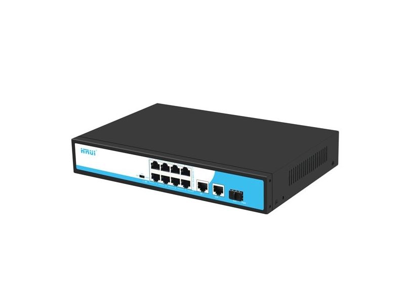HRUI HR901-AF-821GNS 8 PORT 10/100 8 PORT POE 2 PORT UPLINK + 1 SFP 120W YONETILEMEZ RACK MOUNT SWITCH   
