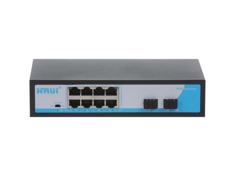 HRUI HR901-AF-8P2S 8 PORT 10/100/1000 8 PORT POE 2 X SFP 120W YONETILEMEZ RACK MOUNT SWITCH