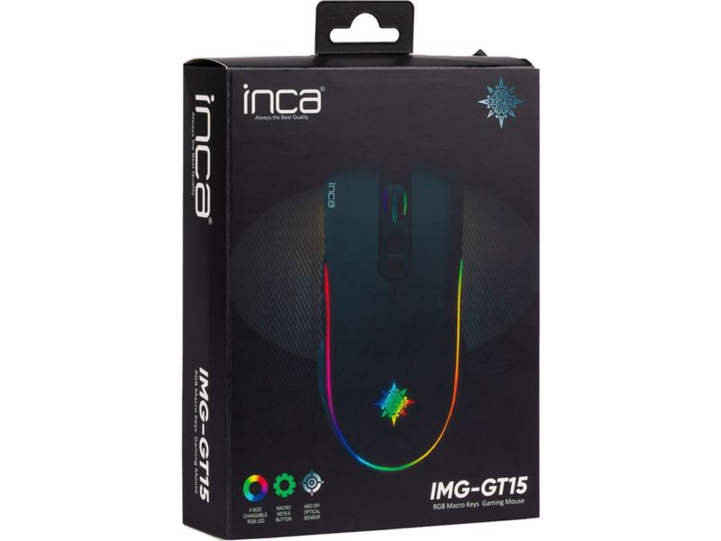 INCA IMG-GT15 USB 4800DPI SİYAH 7XBUTTONS RGB GAMING MOUSE
