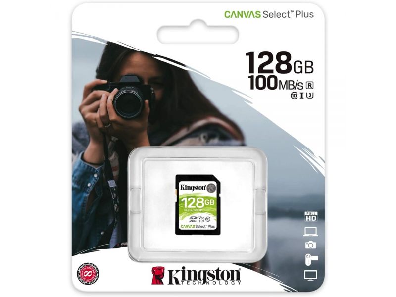 KINGSTON CANVAS SELECT PLUS 128GB SDHC CLASS10 HAFIZA KARTI SDS2/128GB