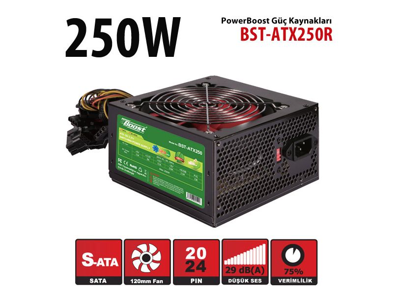 POWER BOOST BST-ATX250R 250W 12CM POWER SUPPLY KUTULU