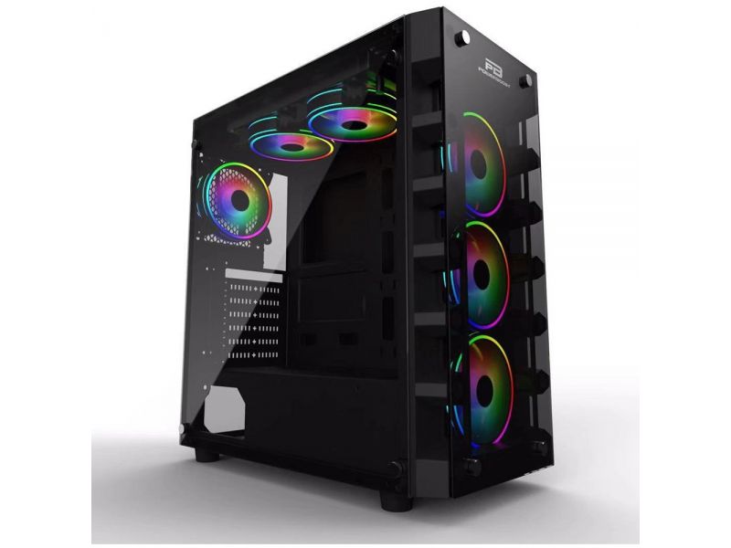 POWER BOOST JBST-X59-650 650W 80+ 6x RAİNBOW FİXED LED FAN MIDI TOWER PENCERELİ/TEMPERED 2xUSB3.0 SİYAH RGB GAMING KASA