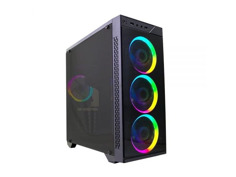 POWER BOOST VK-C12B PSU YOK 4x RAINBOW FIXED LED FAN MIDI TOWER PENCERELİ 2xUSB2.0/1xUSB3.0 SİYAH KASA