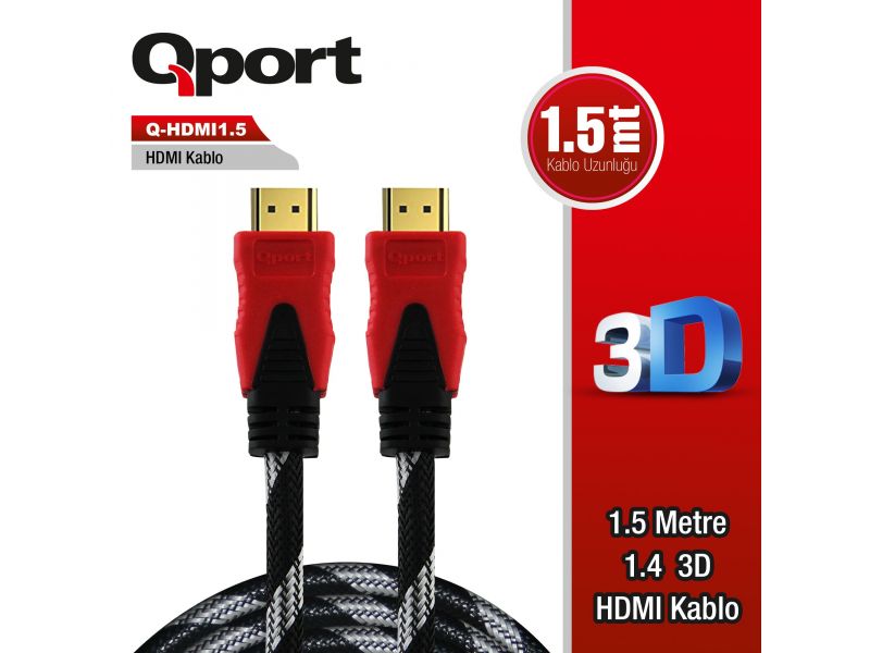 QPORT Q-HDMI1.5 HDMI KABLO 1.5MT Ver1.4 ALTIN UÇLU 3D