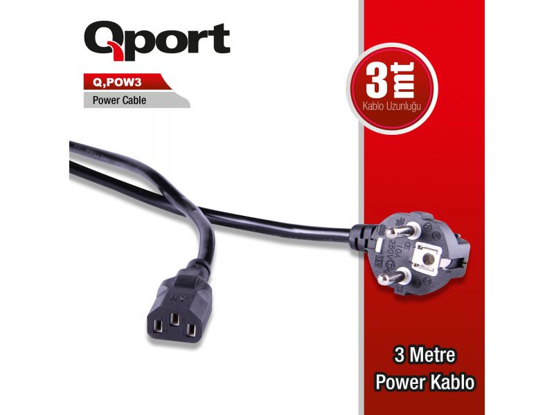 QPORT Q-POW3 3MT POWER KABLO