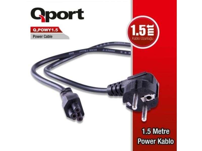 QPORT Q-POWY1.5 1.5MT NOTEBOOK POWER KABLO
