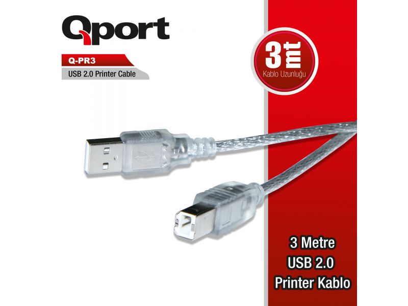 QPORT Q-PR3 USB 2.0 YAZICI KABLOSU 3MT