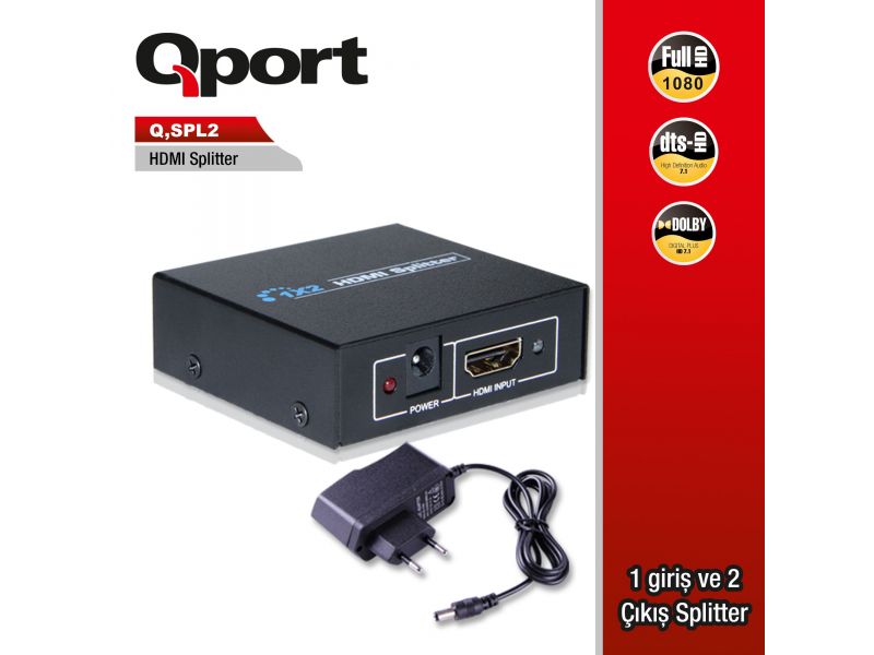 QPORT Q-SPL2 2 PORT FHD HDMI ÇOKLAYICI       