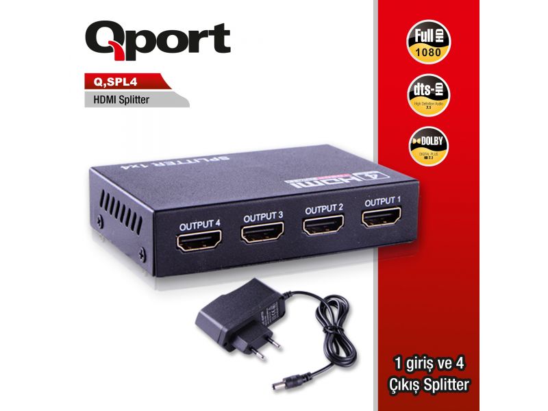 QPORT Q-SPL4 4 PORT FHD HDMI ÇOKLAYICI