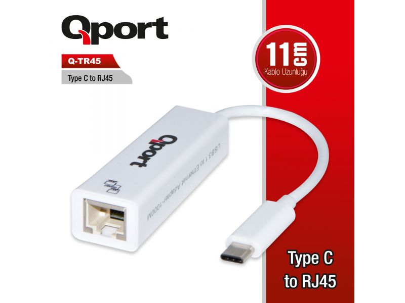 QPORT Q-TR45 TYPE-C TO RJ45 GIGABIT ETHERNET ÇEVİRİCİ