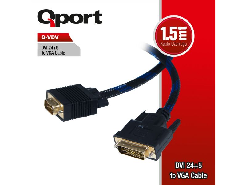 QPORT Q-VDV DVI 24+5 TO VGA ÇEVİRİCİ