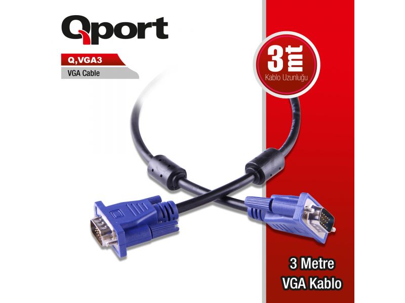 QPORT Q-VGA3 3MT VGA KABLO