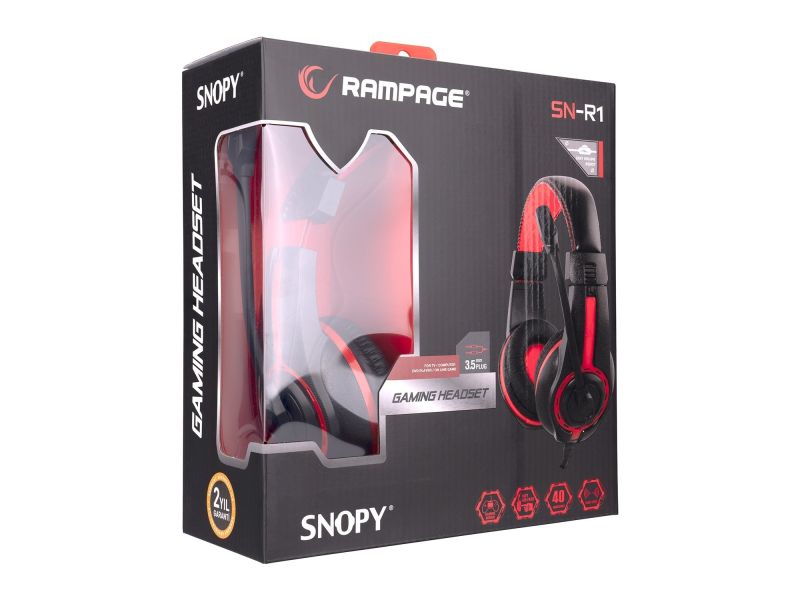 RAMPAGE SN-R1 SİYAH/KIRMIZI MİKROFONLU KULAKLIK 3,5 MM SOKET
