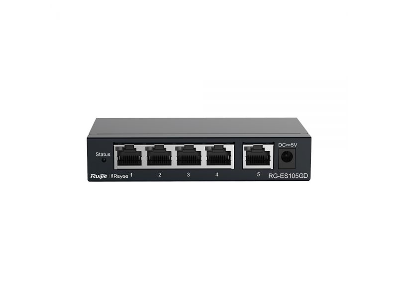 RUIJIE REYEE RG-ES105D 5 PORT 10/100 YONETILEMEZ DESKTOP SWITCH METAL KASA
