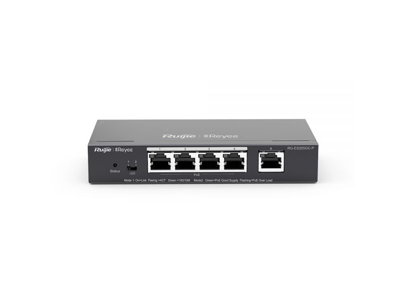 RUIJIE REYEE RG-ES205GC-P 5 PORT 10/100/1000 4 PORT POE+ 54W RUJIE CLOUD YONETILEBILIR DESKTOP SWITCH