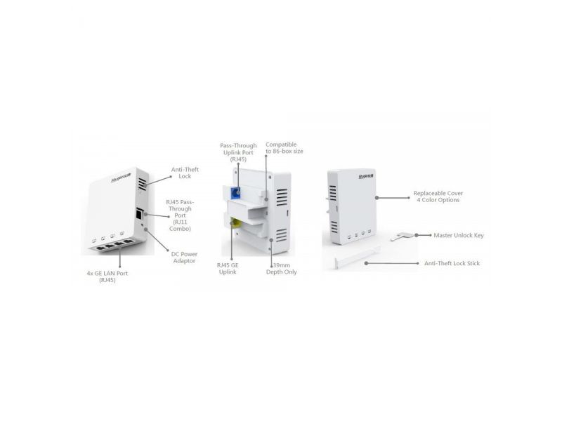 RUIJIE RG-AP130(L) 1167MBPS 4PORT 2x2MIMO 2.4 GHZ & 5 GHZ INDOOR/WALL MOUNT ACCESS POINT