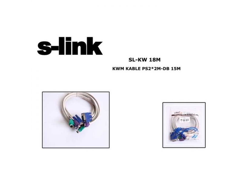 S-LINK SL-KVM18M 1.8M P/S2 KVM KABLO