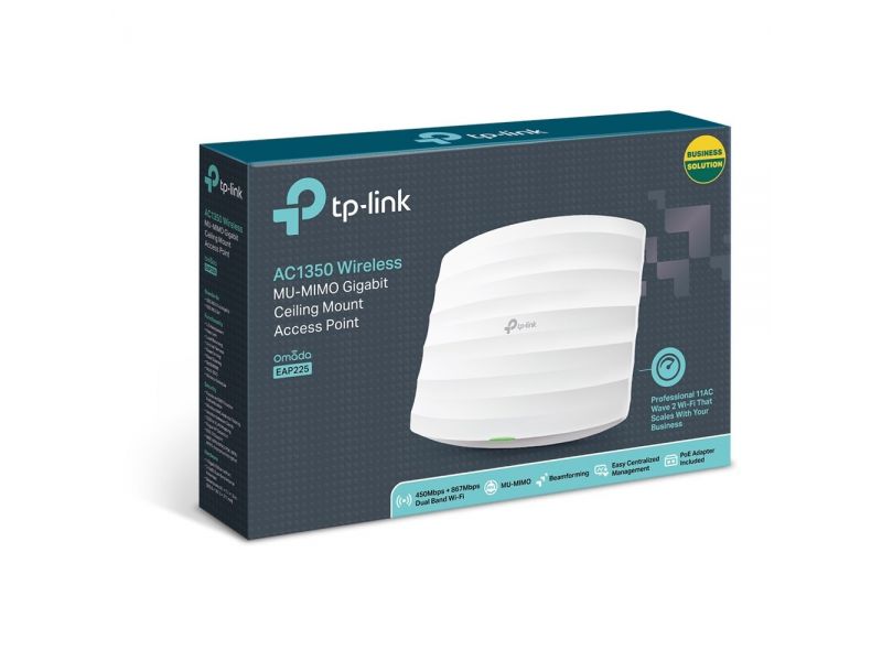 TP-LINK EAP225 1200MBPS 1PORT POE INT. ANTEN 5DBI 2.4GHz INDOOR TAVAN TİPİ ACCESS POINT