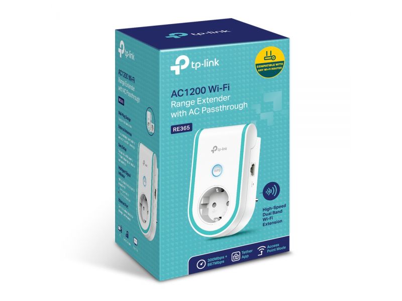 TP-LINK RE365 AC1200 1PORT 10/100 ETHERNET 2 ANTEN 2.4 GHZ & 5 GHZ RANGE EXTENDER