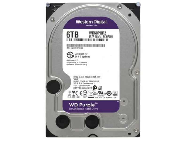 WD PURPLE 6TB 5400RPM 64MB SATA3 6Gbit/sn WD62PURZ 7/24 HDD
