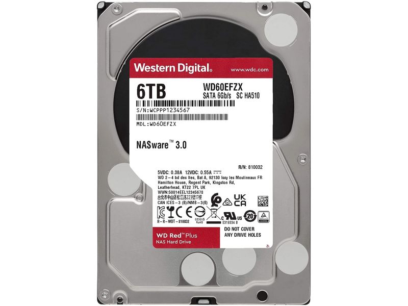 WD RED PLUS 6TB 5400RPM 128MB SATA3 6Gbit/sn WD60EFZX NAS HDD